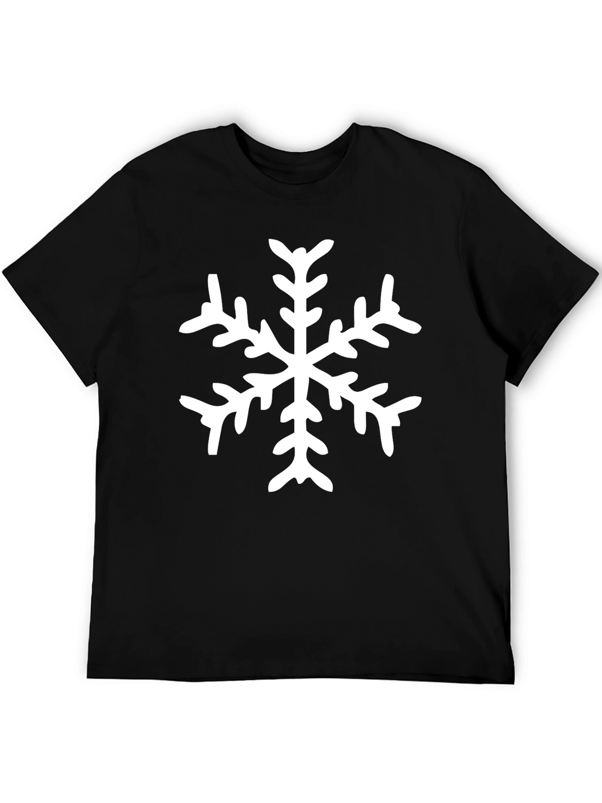 Snowflake Graphic Tee - Black Cotton Casual Shirt