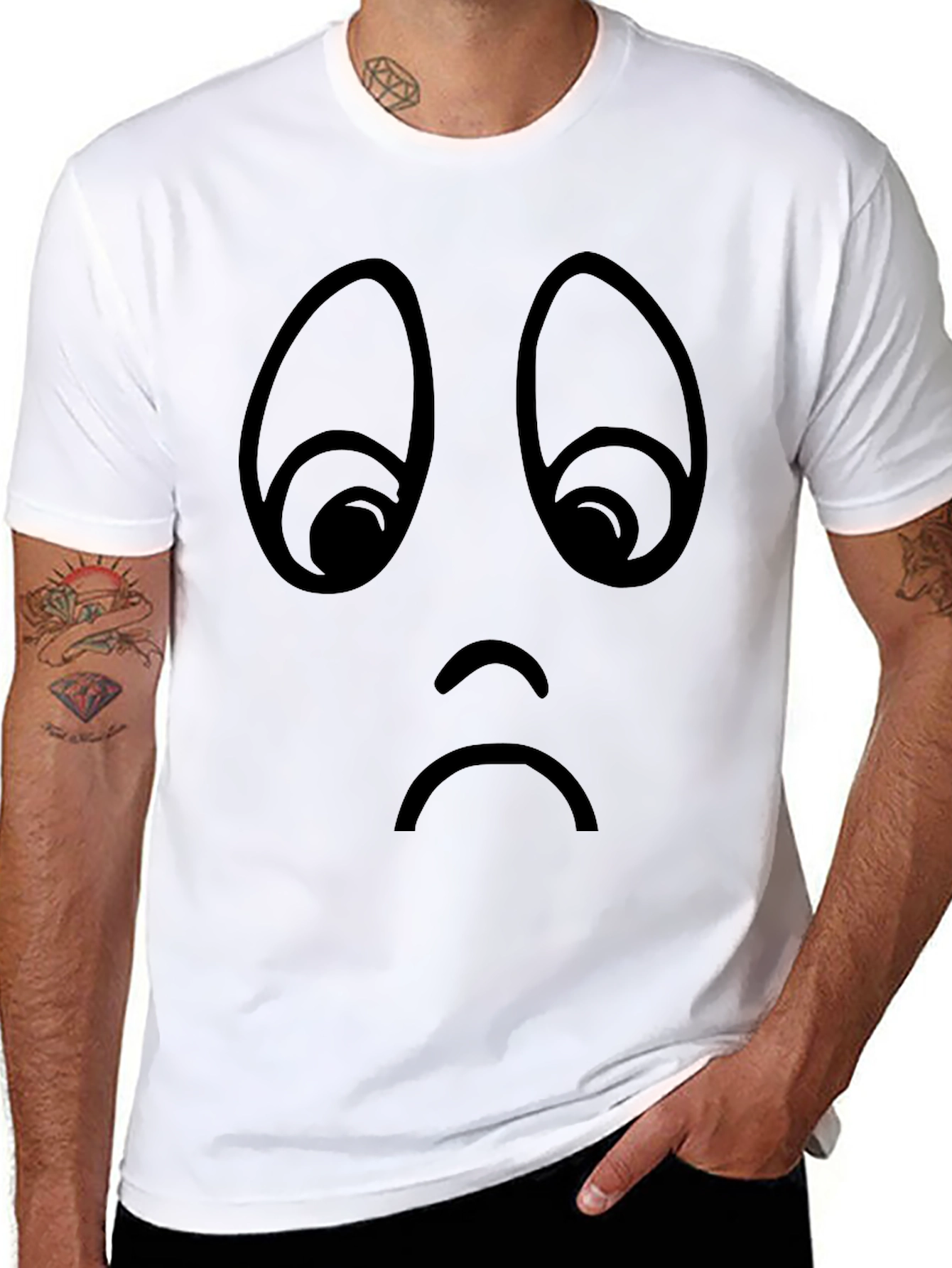 Sad Face Graphic Tee - Unisex Black T-Shirt