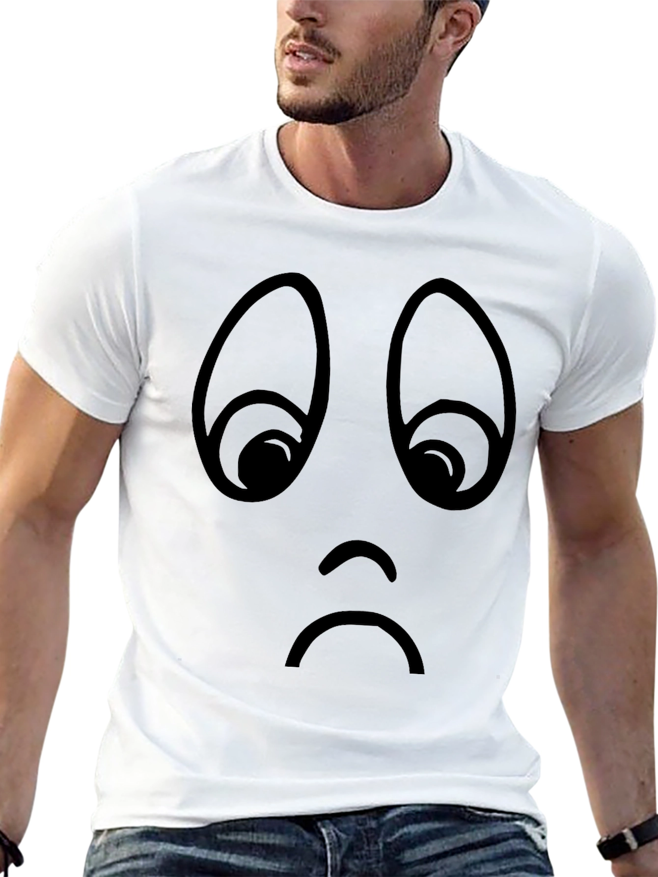 Sad Face Graphic Tee - Unisex Black T-Shirt