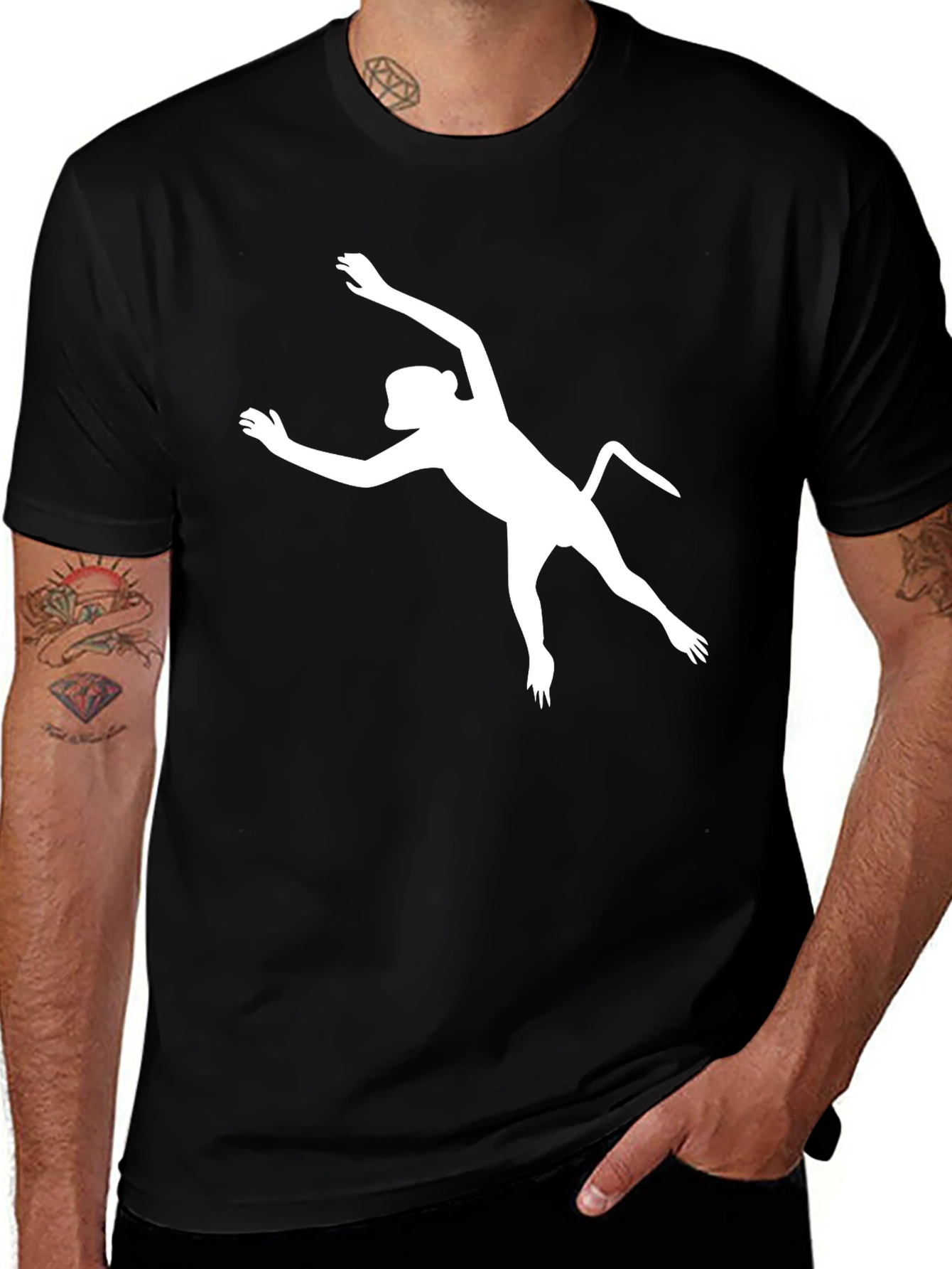 Cool Monkey Silhouette Black T-Shirt