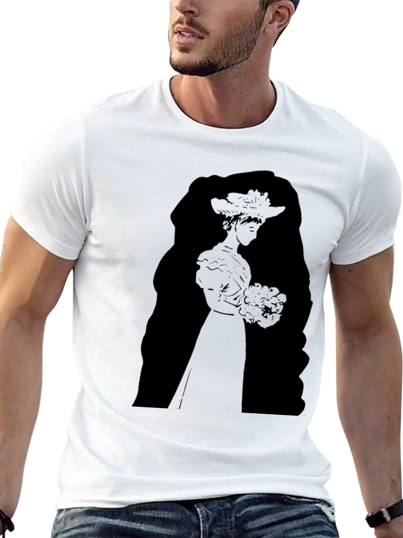 Elegant Silhouette Graphic Black T-Shirt