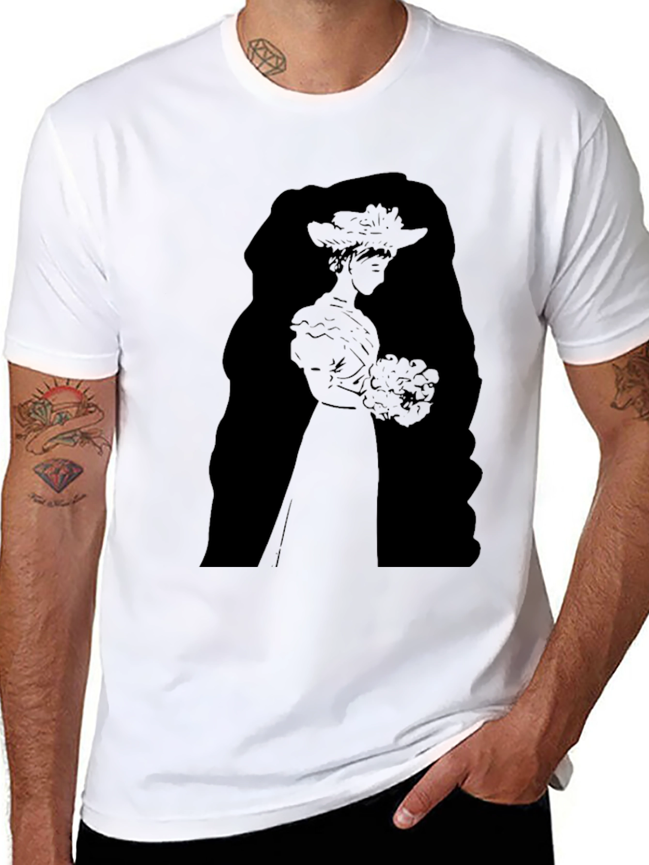 Elegant Silhouette Graphic Black T-Shirt