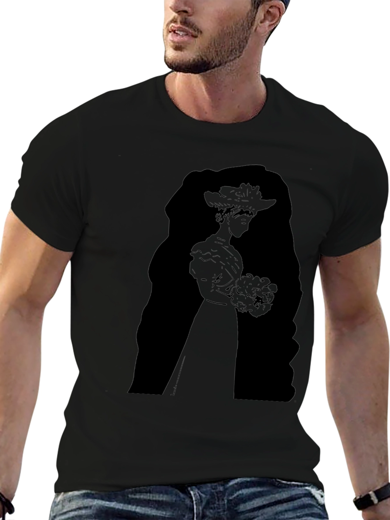 Elegant Silhouette Graphic Black T-Shirt