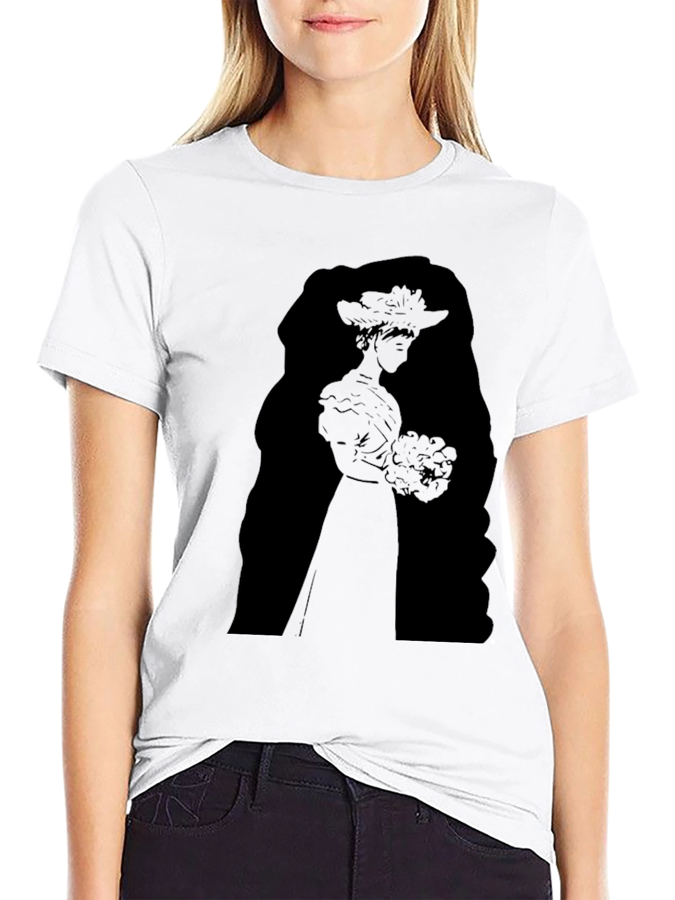 Elegant Silhouette Graphic Black T-Shirt