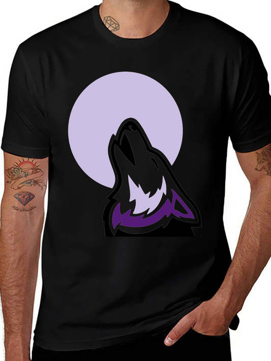 Wolf Moon Graphic Tee - Black Cotton Blend T-Shirt