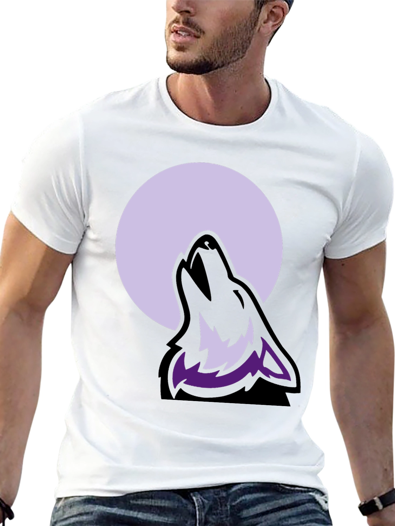 Wolf Moon Graphic Tee - Black Cotton Blend T-Shirt