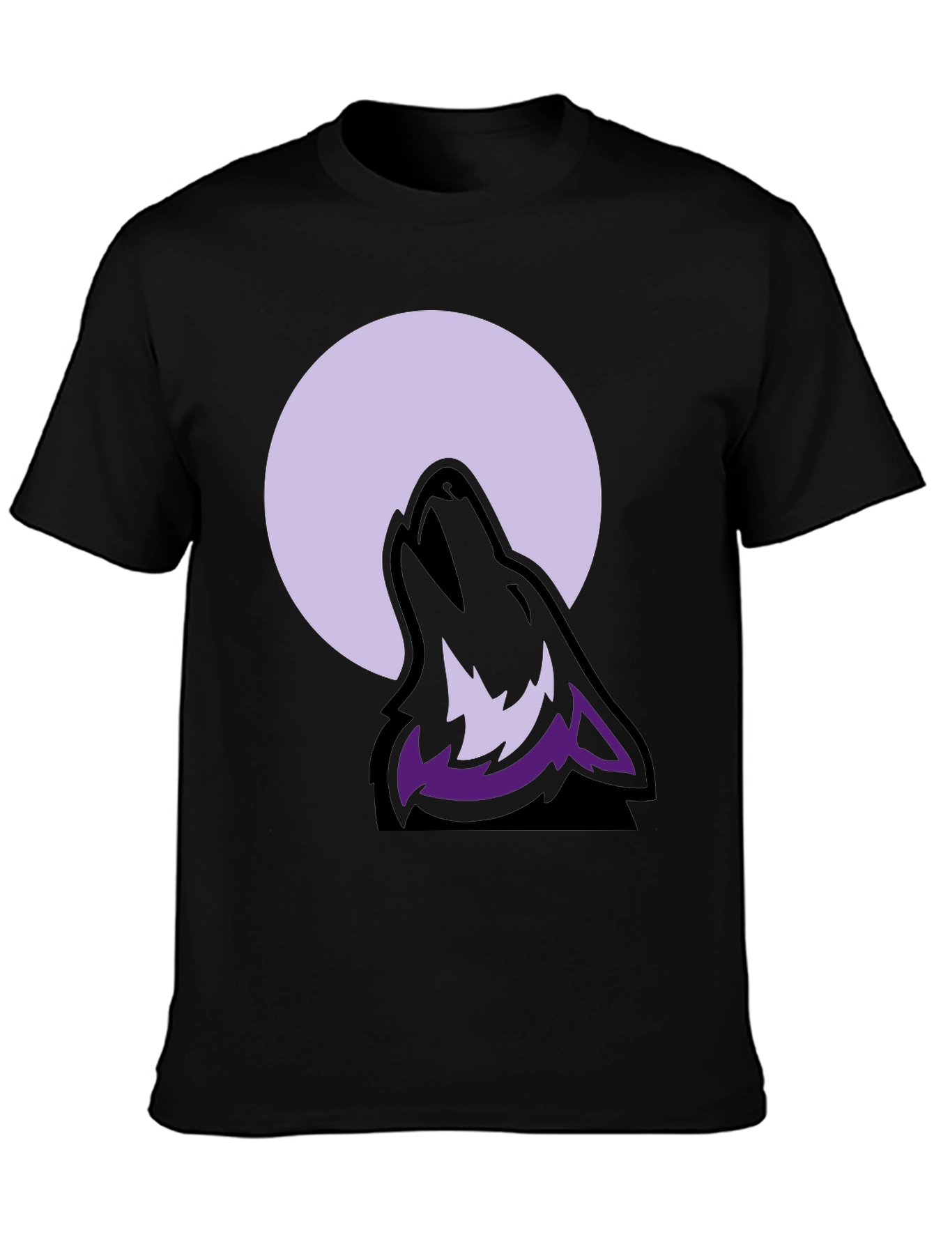 Wolf Moon Graphic Tee - Black Cotton Blend T-Shirt