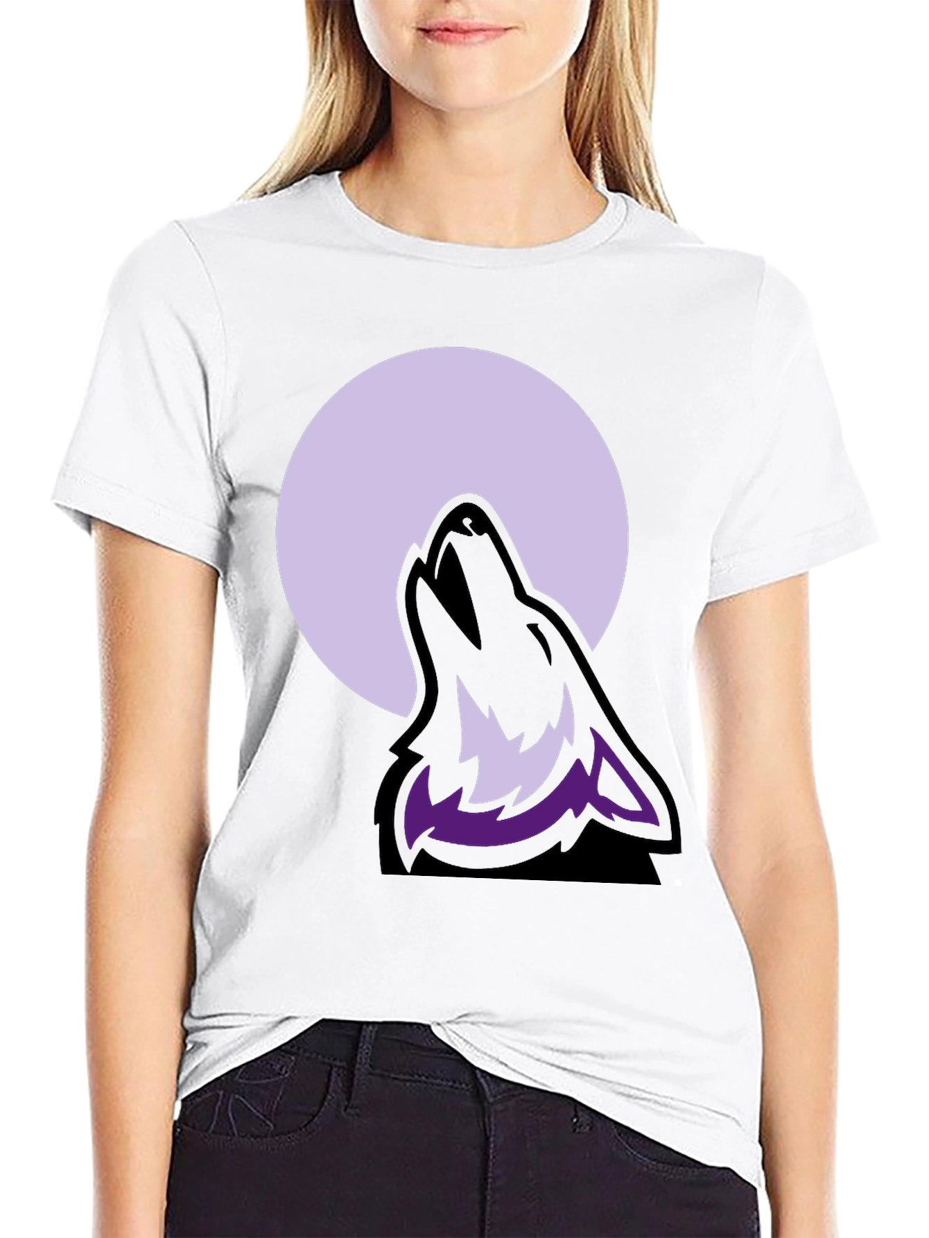 Wolf Moon Graphic Tee - Black Cotton Blend T-Shirt