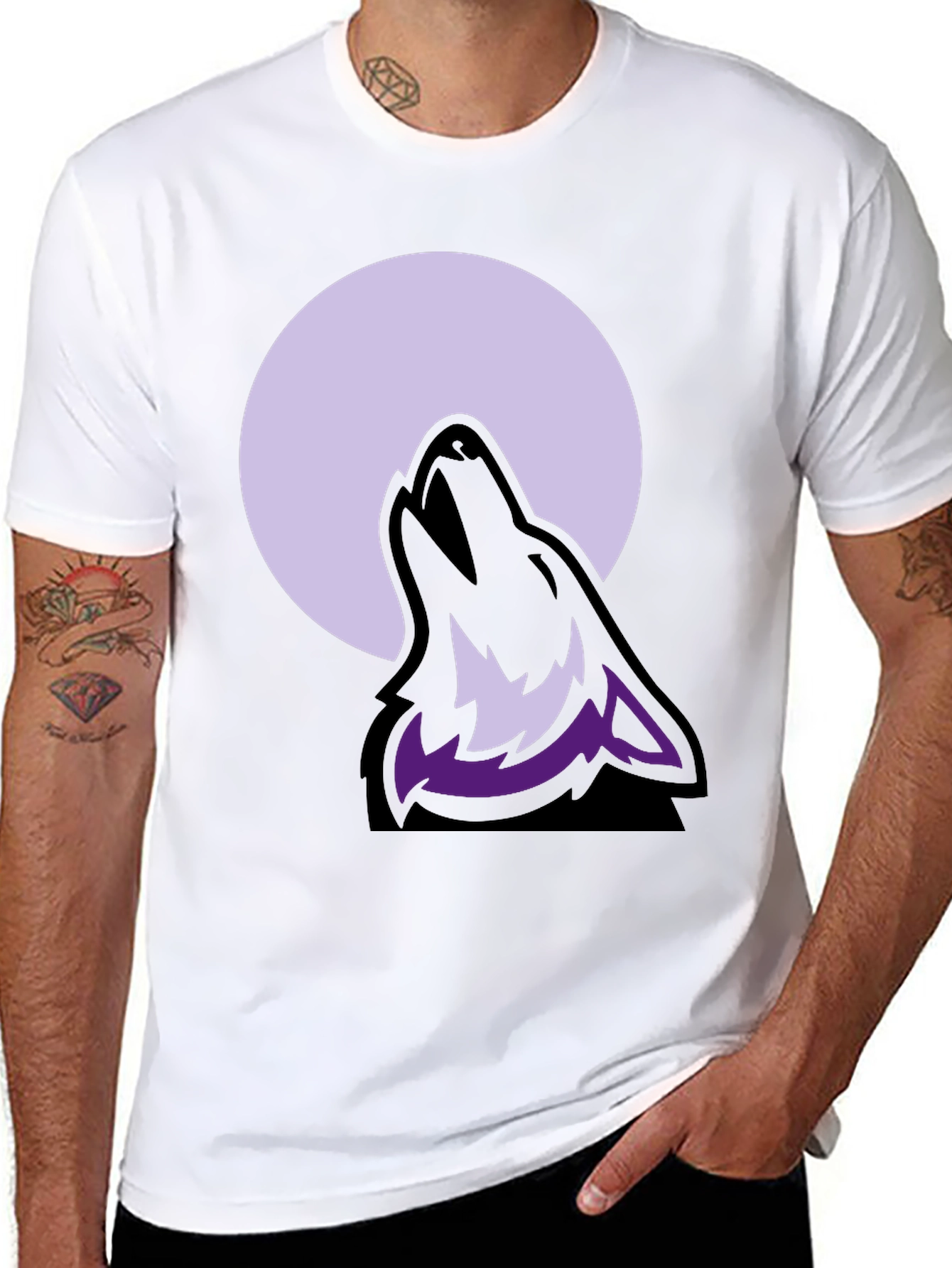 Wolf Moon Graphic Tee - Black Cotton Blend T-Shirt