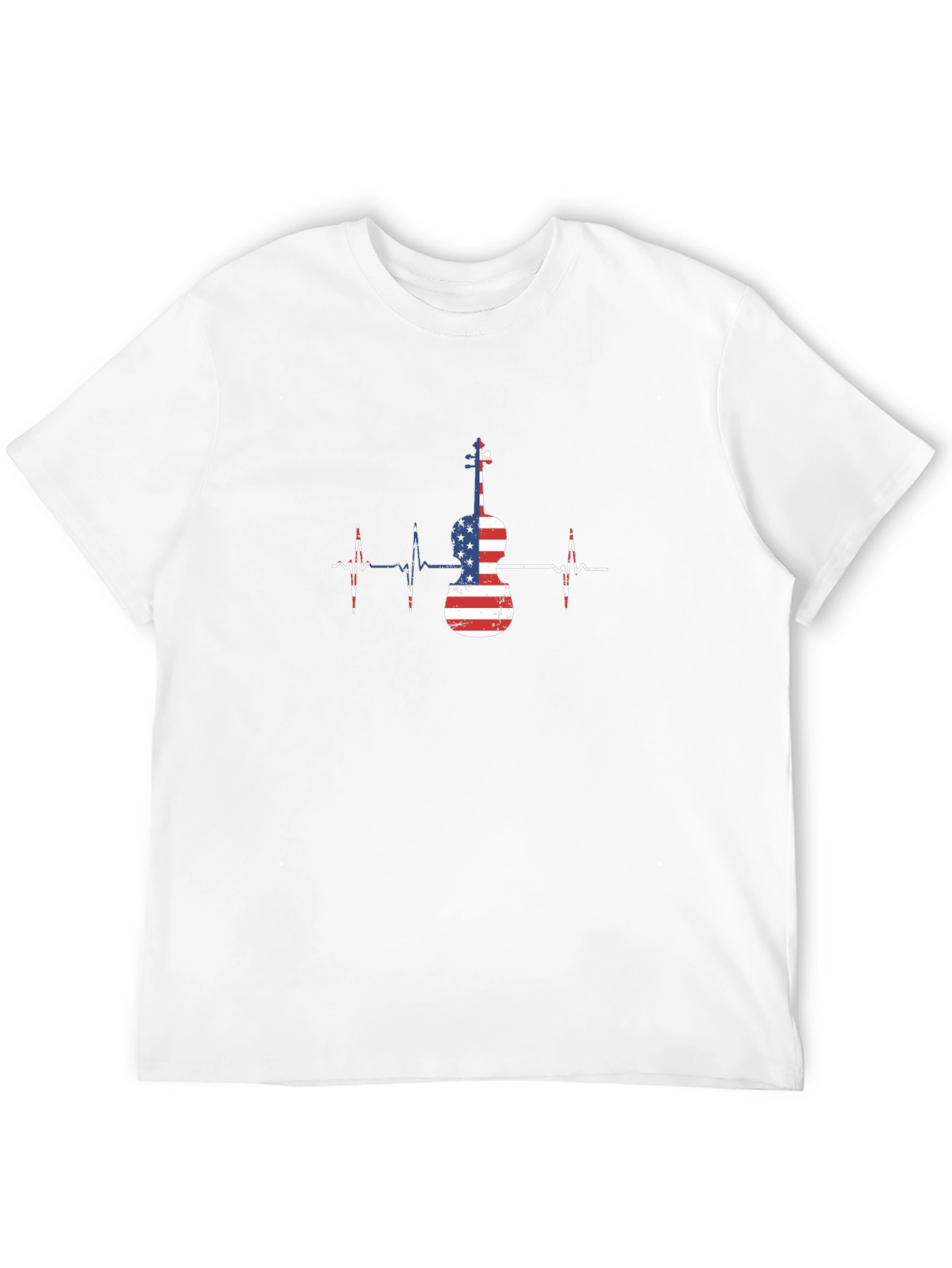 American Flag Violin Heartbeat T-Shirt