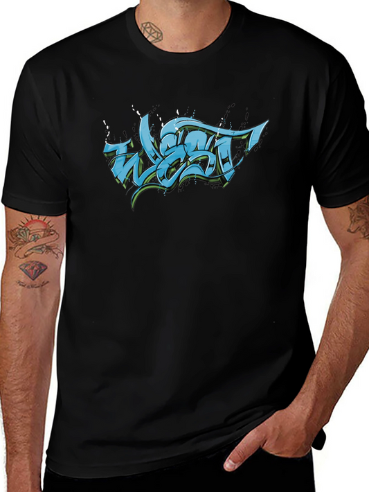 Urban Graffiti Print Black T-Shirt
