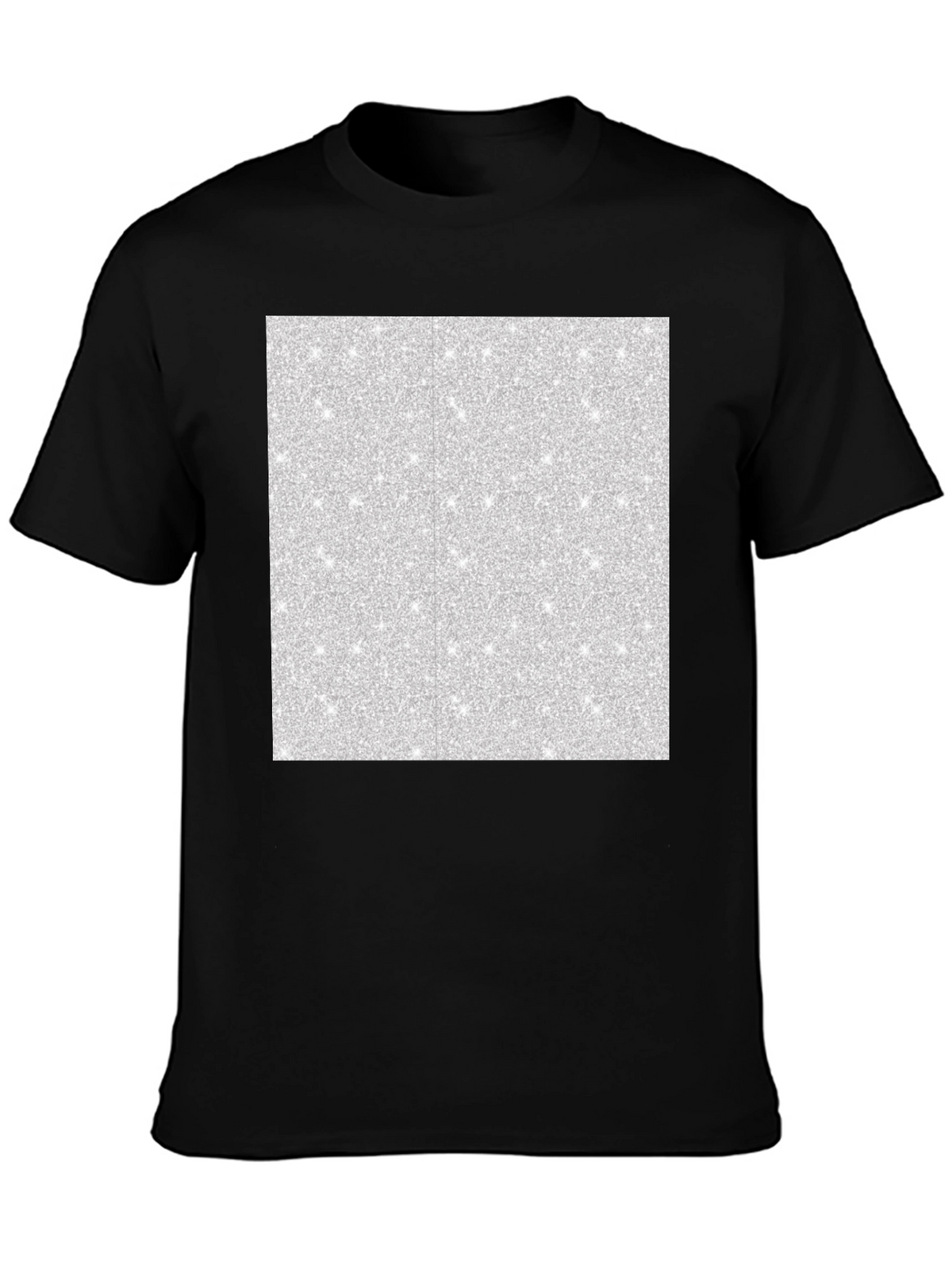Mens Black T-Shirt with Abstract Glitter Square Design