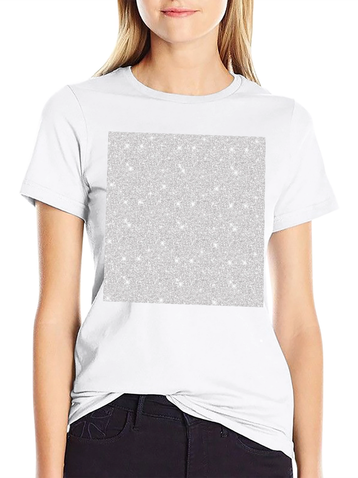 Mens Black T-Shirt with Abstract Glitter Square Design