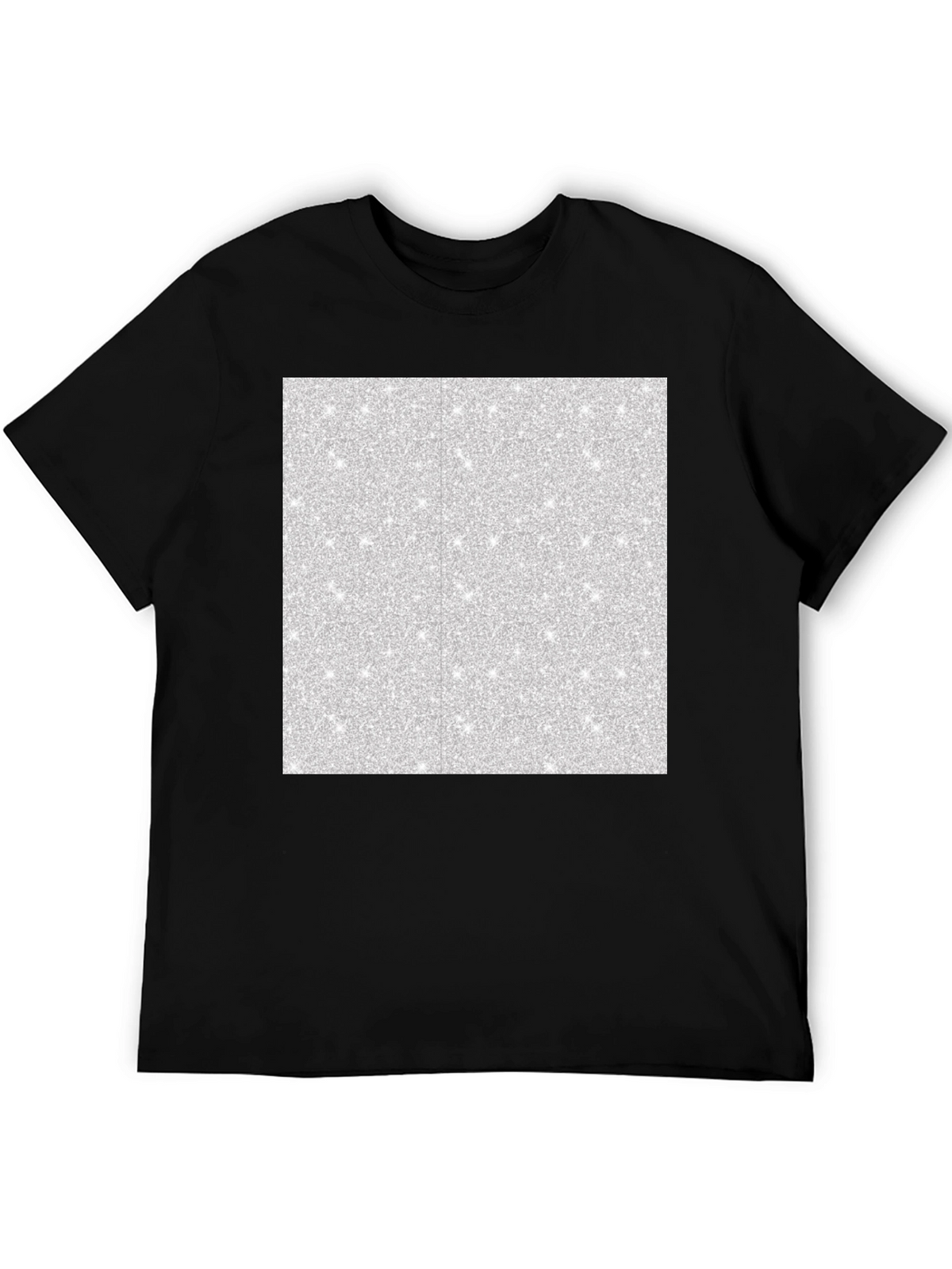 Mens Black T-Shirt with Abstract Glitter Square Design