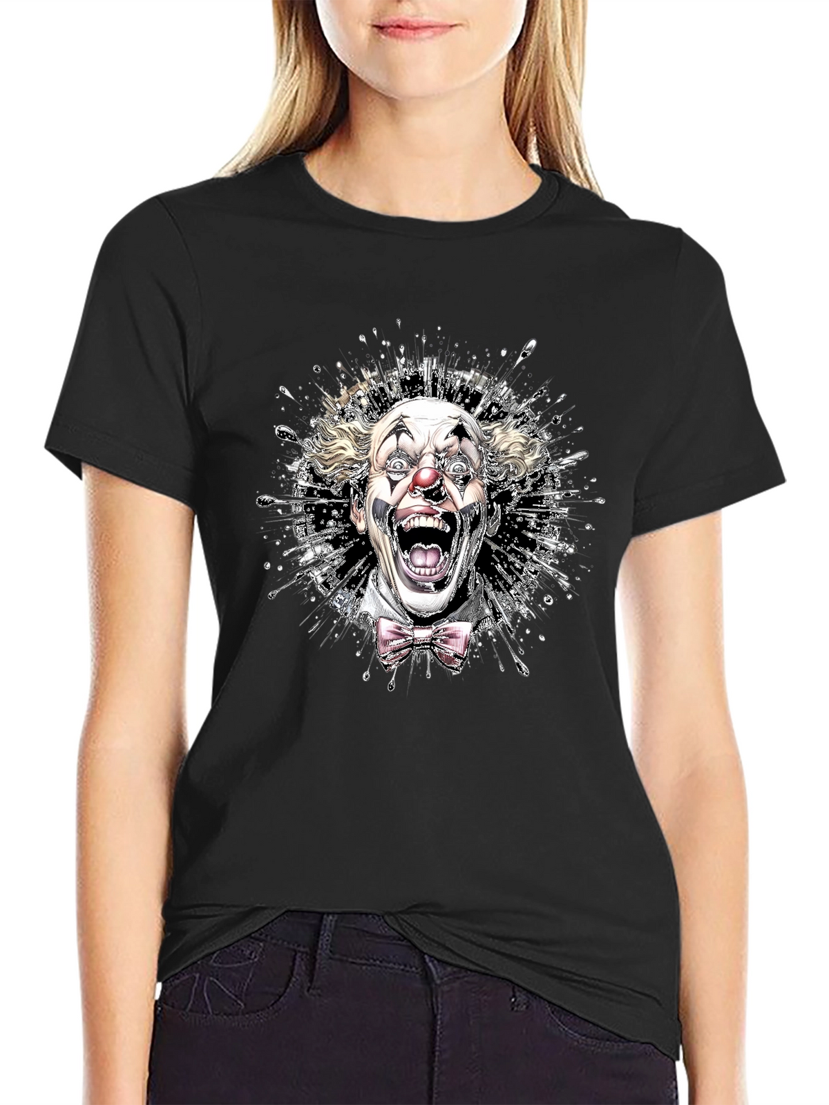 Mens Clown Graphic Print Tee - Black