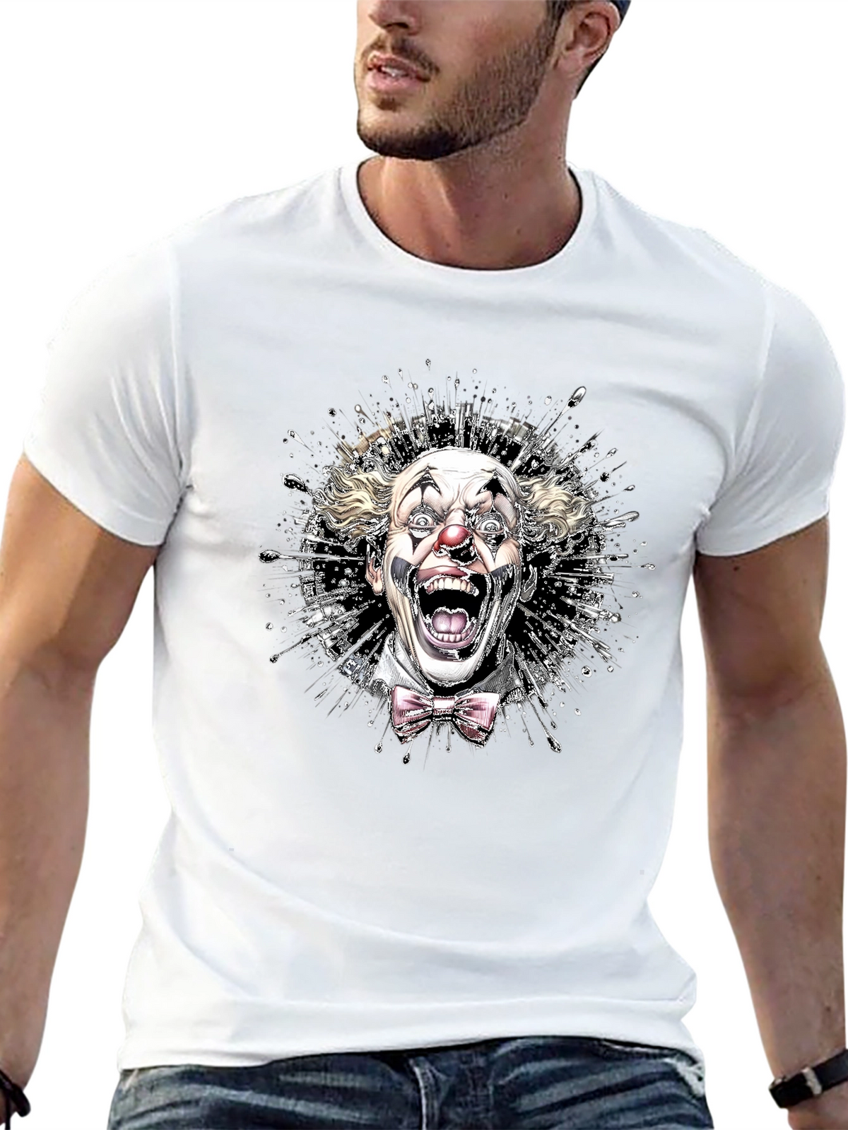 Mens Clown Graphic Print Tee - Black