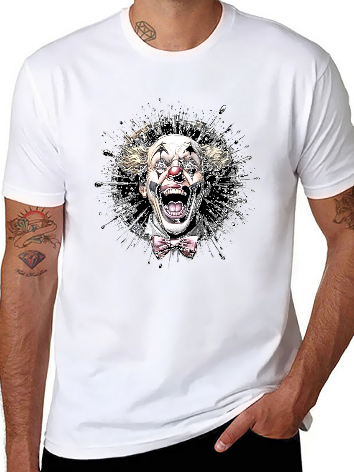 Mens Clown Graphic Print Tee - Black