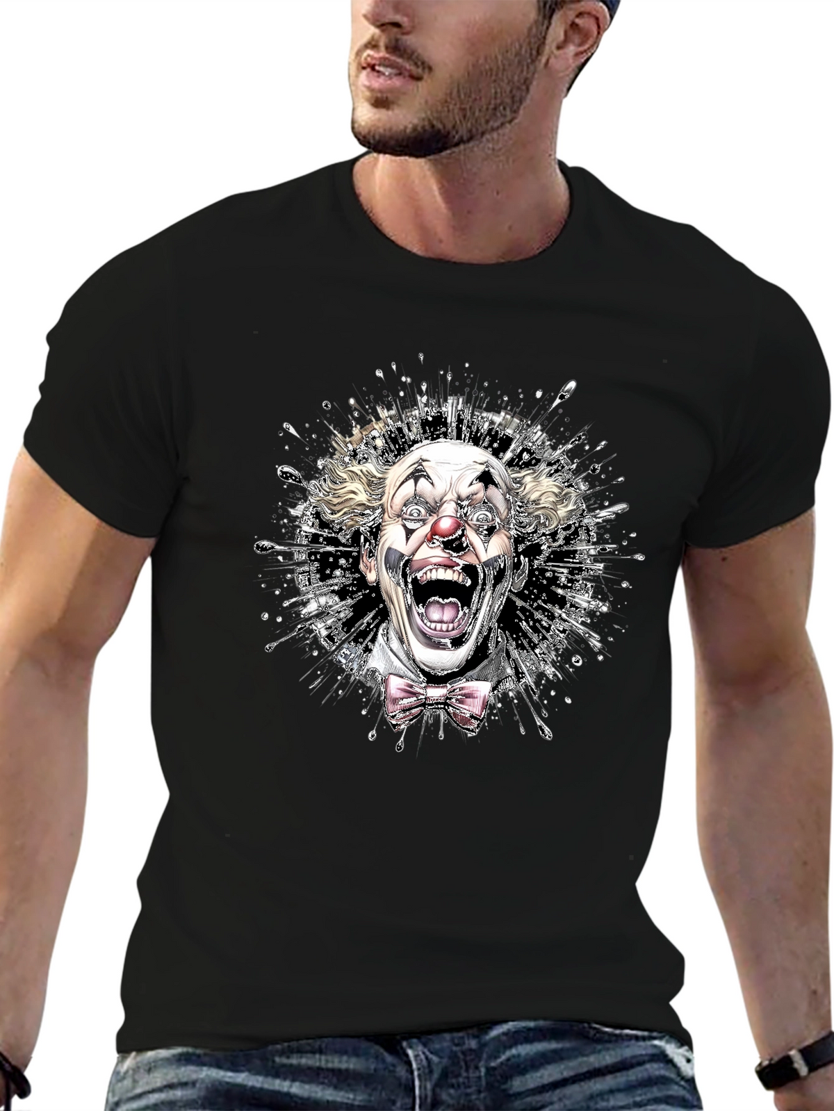 Mens Clown Graphic Print Tee - Black
