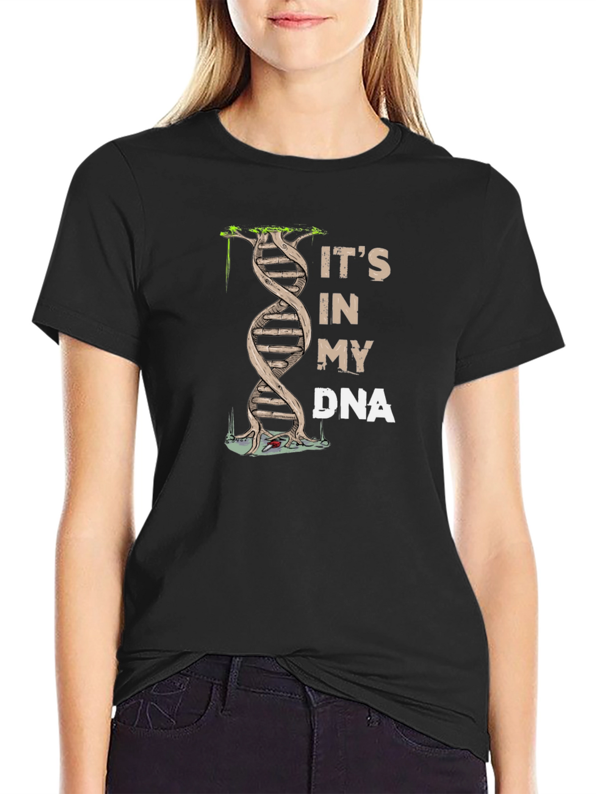 Its In My DNA Graphic Print Black T-Shirt